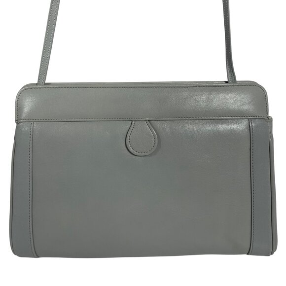 Vintage 1980s ETIENNE AIGNER Gray Leather Shoulder Bag Clutch Magnetic Closure - Picture 3 of 10